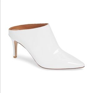 Halogen white patent mule